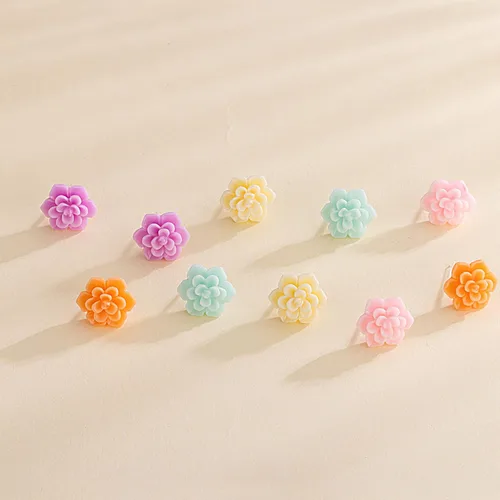 Vista 3 de Plastic Earrings, KMEOSCH 2 Pairs Plastic Wood Scents Flowers Earrings Studs for Sensitive Ears