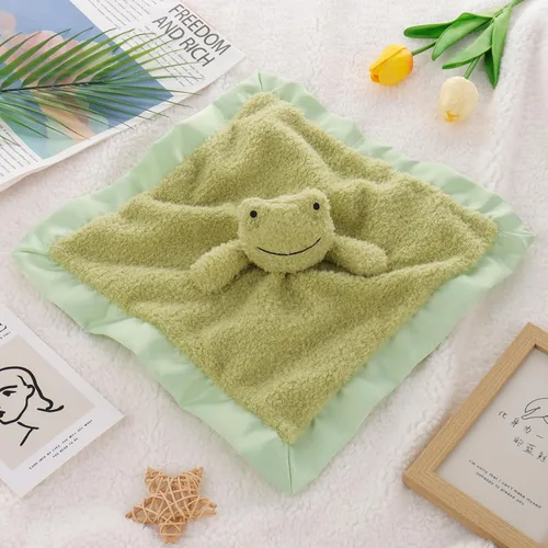 Vista 2 de Apricot Lamb Manta de felpa de lujo con diseño de rana verde y animales de peluche (rana verde, 14 pulgadas)