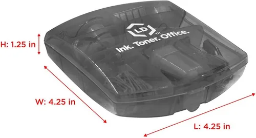 Vista 3 de Kit de suministros de oficina mini LD Products negro estuche portátil con tijeras, clips de papel, juego de dispensador de cinta, sacapuntas