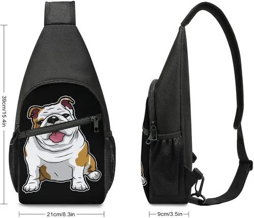 Vista 2 de FunnyStar Bulldog inglés, linda mochila cruzada para el hombro, casual, para ciclismo, senderismo, viajes, blanco-estilo1, Mochilas Daypack
