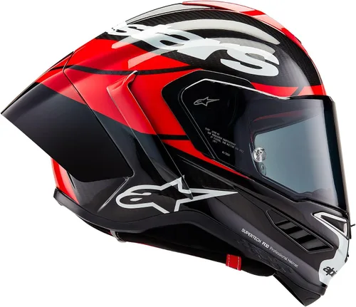Vista 5 de Alpinestars Casco Supertech R10 Element, de fibra de carbono, diseño aerodinámico de cara completa, ventilación y seguridad, certificado DOT y ECE