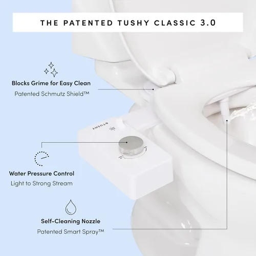 Vista 6 de TUSHY Bidé clásico 3.0 Accesorio universal delgado para asiento de inodoro. Instalación simple <10 minutos. Pulverizador de agua autolimpiante