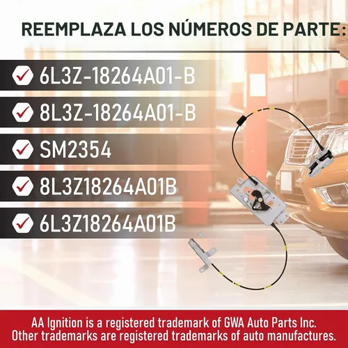 Vista 3 de Pestillo de bloqueo de la puerta trasera del lado del conductor izquierdo con cable compatible con Ford F-150 2004, 2005, 2006, 2007, 2008