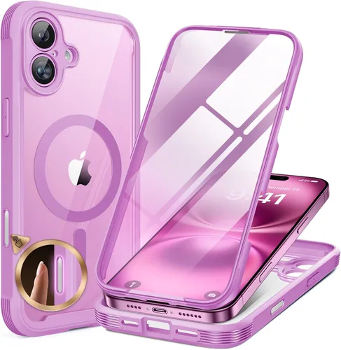 Vista 180 de Miracase - Funda magnética para iPhone 13 Pro Max de 6.7 pulgadas (compatible con MagSafe), transparente, completo, protector de pantalla de vidrio