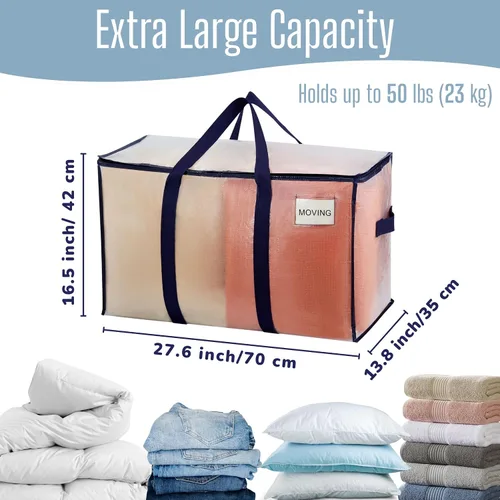 Vista 4 de VENO - Paquete de mudanzas, cajas de almacenamiento para embalaje universitario con tapas alternativas, para dormitorio, extragrande, asas