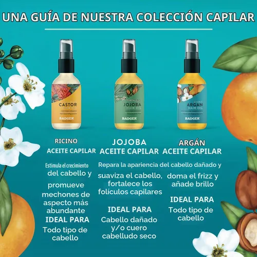 Vista 6 de Badger Aceite orgánico de argán para el cabello, domesticación
