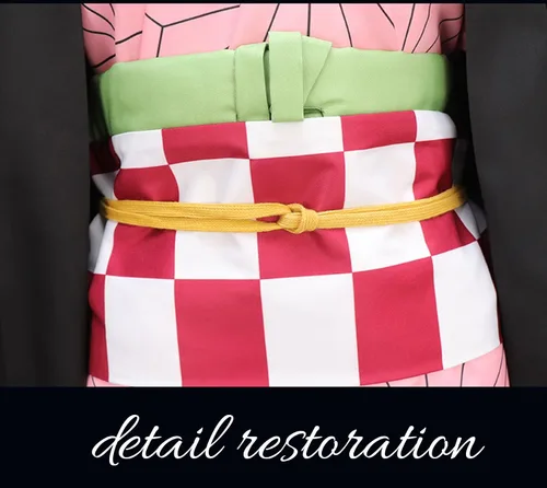Vista 4 de Nezuko - Disfraz de cosplay para adultos, conjunto completo de kimono de Halloween para mujer