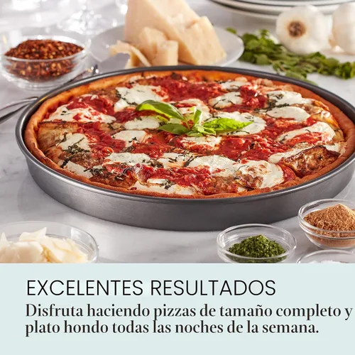 Vista 4 de Chicago Pizzera metálica antiadherente 14 pulgadas de profundas, Verde