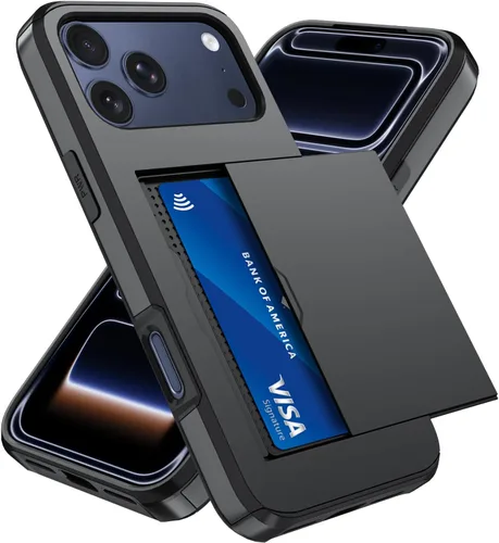 Vista 28 de Qinmay Funda compatible con iPhone 7 Plus/8 Plus con tarjetero, doble capa a prueba de golpes, funda protectora resistente con ranura oculta Negro