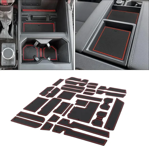 Vista 7 de Portavasos Insertos de bolsillo de puerta para Toyota Tundra 2014-2021 Negro (Black Trim)