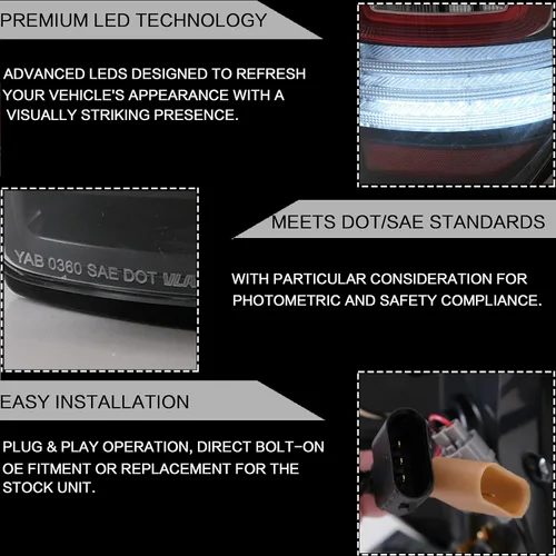 Vista 3 de VLAND Conjunto de luces traseras para Ford F-150 2009-2014, conjunto de lámpara trasera con señal de giro, luces de marcha atrás, Plug-and-play
