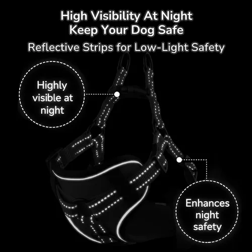 Vista 5 de EVERKING Arnés de perro sin tirones con clip frontal para perros medianos y grandes Arnés sin tirones con clip frontal con seguridad reflectante