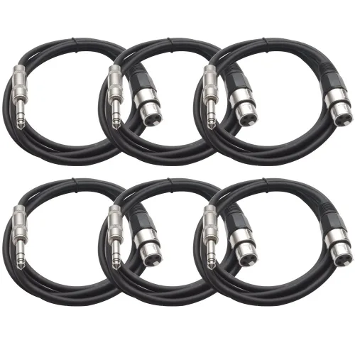 Vista 14 de Seismic Audio - SATRXL-F2-6 Paquete de cable de conexión XLR negro de 2 pies XLR hembra a 1/4" TRS