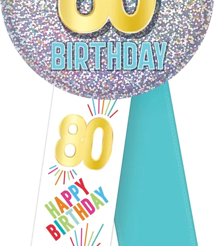 Vista 4 de Roseta de 80 cumpleaños - Paquete de 2