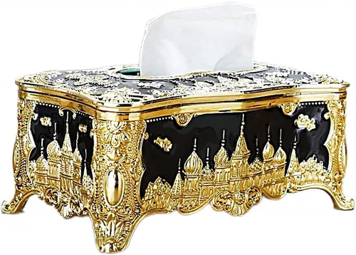 Vista 10 de Soporte para cubierta de pañuelos, castillo creativo en relieve y diamantes de imitación rectangular de acrílico para caja de pañuelos