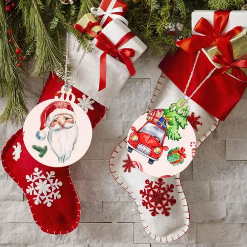 Vista 6 de Max Fun - Adornos navideños de madera, sin terminar, con orificios para enhebrar, para manualidades, centros de mesa, decoración de día festivo