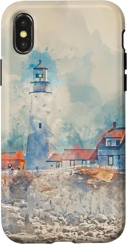 Vista 5 de iPhone 16 Artistic Lighthouse Painting Case