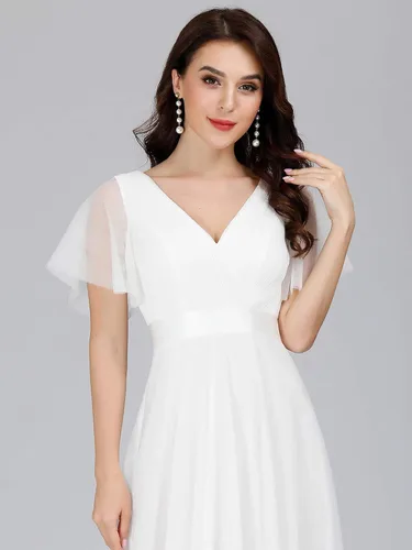 Vista 5 de Ever-Pretty Vestido de dama de honor cruzado con cuello en V doble cintura imperio para mujer 7962