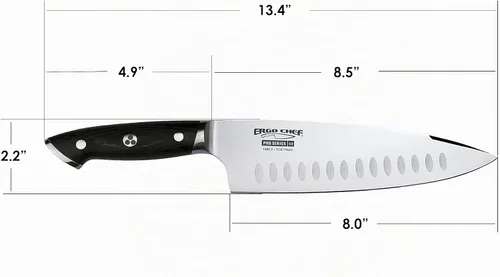 Vista 4 de Ergo Chef Pro Series 2.0 - Cuchillo de chef de 8 pulgadas, hoja de acero inoxidable forjado de alto carbono 7Cr17MoV con mango ergonómico de madera