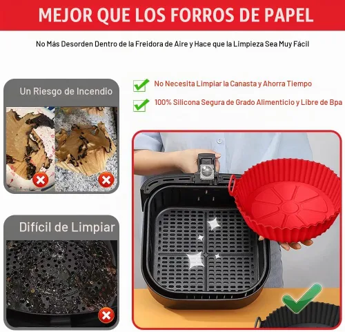 Vista 3 de Forros de silicona para freidora de aire Ninja AF101/161/150, compatible con COSORI/Gourmia/PowerXL/Instant