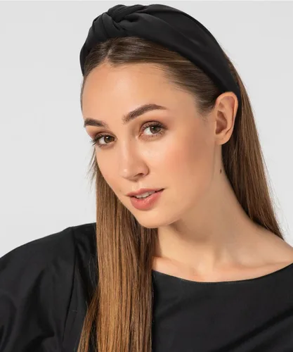 Vista 5 de TOBATOBA Diadema de seda satinada con nudo superior negro, grande, antideslizante, accesorios para el cabello para mujer