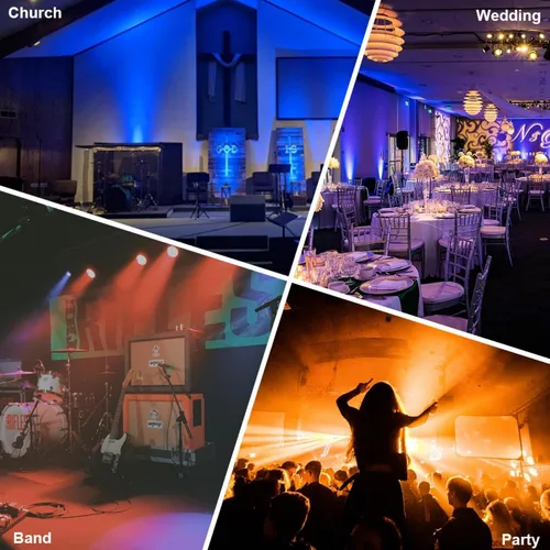 Vista 7 de AQOOL Stage Par Lights, RGBW 4-in-1 LED Par Light Stage Lights DMX Sonido activado, control remoto, múltiples modos, iluminación estroboscópica