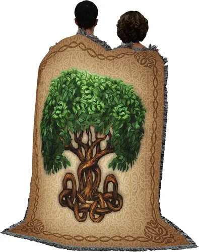 Vista 3 de Pure Country Weavers Brigid Ashwood - Manta de árbol de la vida celta – Manta de regalo tejida de algodón – Fabricado en los Estados Unidos