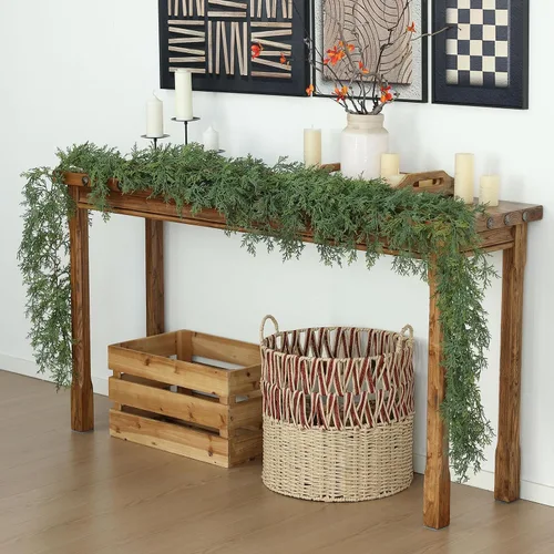 Vista 7 de MIZII - Guirnaldas de Navidad de 6 pies de largo, guirnalda artificial de pino verde con toque real, vegetación artificial verde, decoraciones