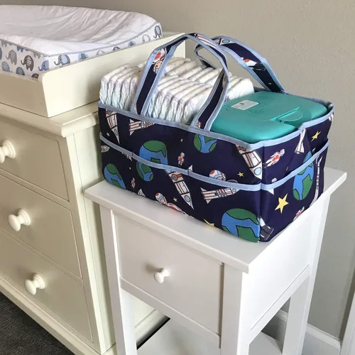 Vista 2 de Organizador de pañales para bebés, contenedor de almacenamiento para niños y niñas, organizador de viaje en automóvil, insertos extraíbles