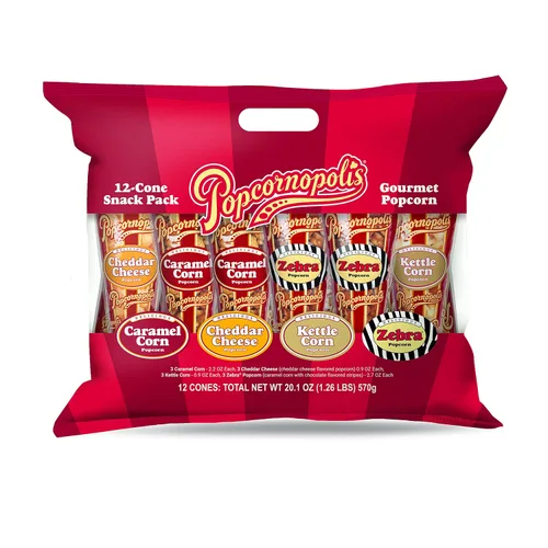 Vista 9 de Popcornopolis Palomitas de maíz gourmet, surtido de 40 piezas variedad de aperitivos dulces y salados, sin OMG, sin gluten
