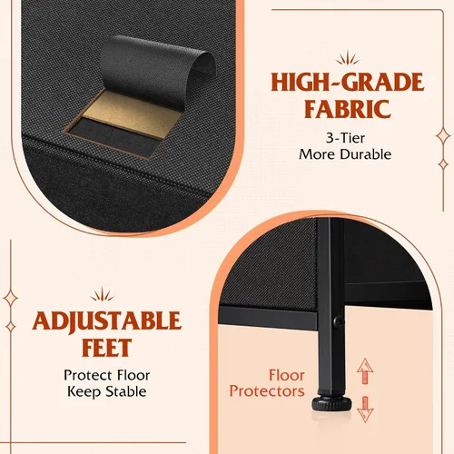 Vista 7 de WLIVE - Cómoda para dormitorio con 5 cajones, cómodas anchas para dormitorio con organizadores de cajones, cómoda con cajones, cómoda de tela