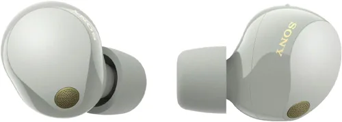 Vista 3 de Sony WF-1000XM5 - Paquete de auriculares verdaderamente inalámbricos con cancelación de ruido (plateado) con funda de silicona (azul), puntas