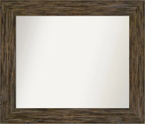 Vista 39 de Amanti Art Espejo personalizado, espejo de baño marrón Fencepost, espejo de pared o espejo de tocador de baño sobre el fregadero (27 x 27 pulgadas)
