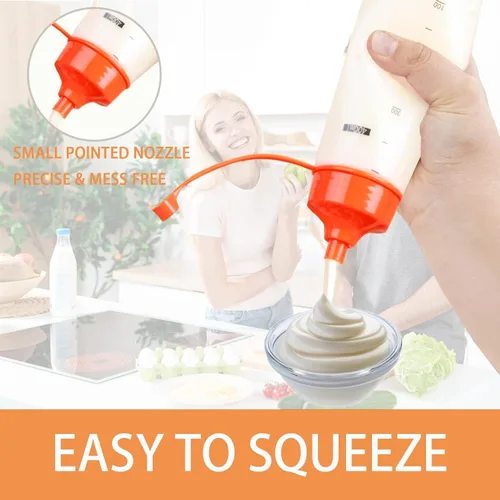 Vista 6 de Botellas de chorro para condimentos para salsas de plástico – (2 piezas, 6 onzas) botellas de ketchup con parte superior para pintar líquidos
