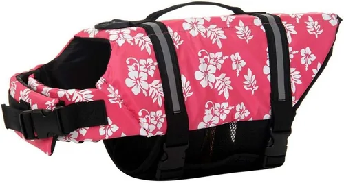 Vista 5 de Chaleco salvavidas para perro Woo Woo Pets, ajustable, XS, Azul (Blue Flower)