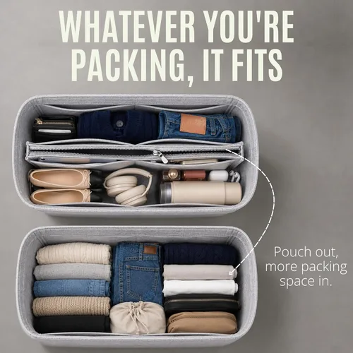 Vista 8 de Divitize Organizador de carteras prémium compatible con LV Keepall 25/35/45/50/55/60 — Hecho a mano, 3mm de fieltro compacto y resistente, base Azul