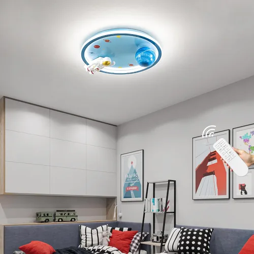 Vista 8 de Shine LUEST Lámpara de techo de astronauta de 20 pulgadas regulable para niños, luces de techo empotradas para dormitorio, lámpara LED de 3000
