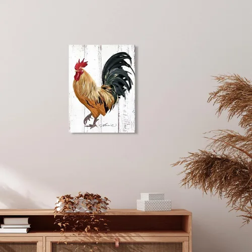 Vista 4 de Decoración de Cocina con Gallo - Pintura de Lienzo de Granja, Arte de Pared para Hogar y Cocina