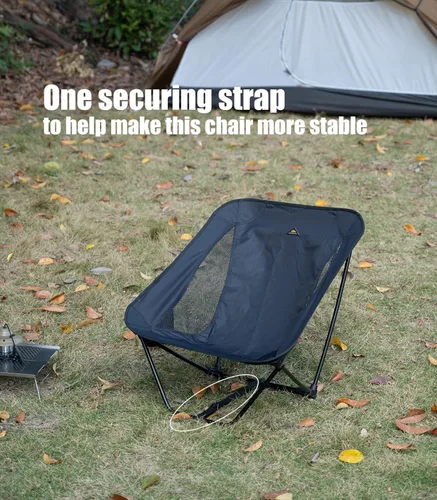 Vista 5 de iClimb - Silla plegable de camping ultraligera y compacta con bolsillo lateral y bolsa de transporte (Negro)