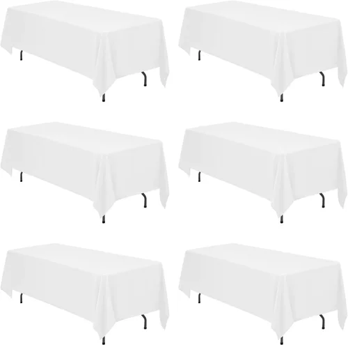 Vista 138 de BRILLMAX - Manteles para mesa rectangular de 6 pies, tela de lino de poliéster, lavable, para boda, recepción, banquete, fiesta de cumpleaños, 60 x