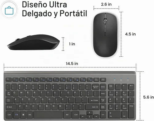 Vista 5 de JOYACCESS Teclado y ratón inalámbricos, teclado y mouse inalámbricos ergonómicos y delgados de 2.4G diseñados para Windows, PC, portátil, tableta
