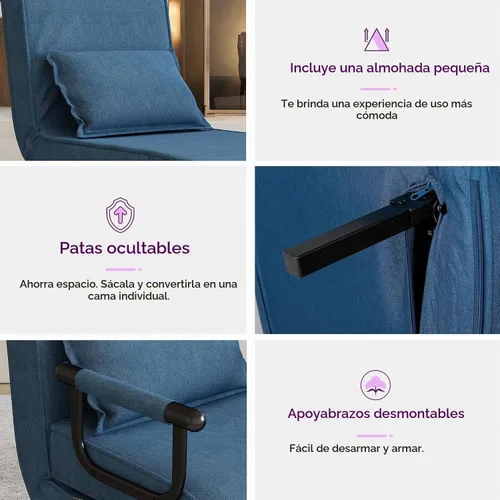 Vista 8 de TYBOATLE Silla de dormir, sillas plegables para adultos (azul celeste)
