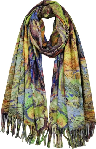 Vista 9 de VENVSBEE Reversible Scarf Soft Large Shawl Wrap Blanket Double Sided Art Print Warm Stoles Klimt Van Gogh Gifts Arte 01