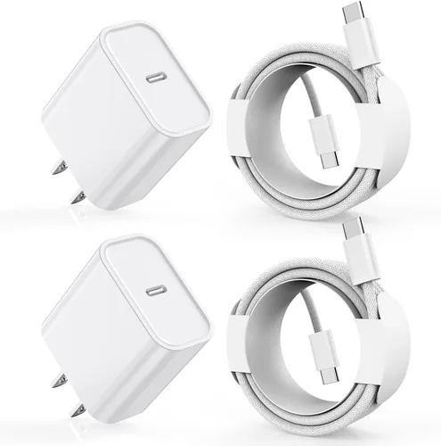 Vista 8 de Cargador de carga rápida para iPhone 17, 16, 15, paquete de 2 cables de carga rápida USB C a C de 10 pies, cable de carga rápida de 20 W, bloque