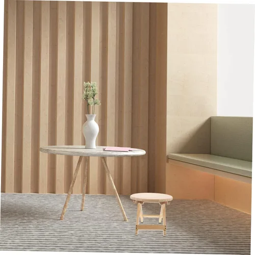 Vista 7 de Happyyami Taburete plegable redondo taburete plegable taburete bajo de madera taburete antideslizante Silla pequeña de madera para el hogar taburete