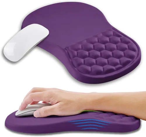 Vista 17 de Alfombrilla ergonómica para ratón con soporte de muñeca con espuma viscoelástica con protuberancia de masaje, alfombrilla para ratón de alivio