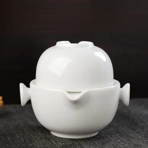 Vista 10 de Conveniente Teapot Cup Porcelana Teacup White Glazed Travel Tea Set (Ink Lotus set)