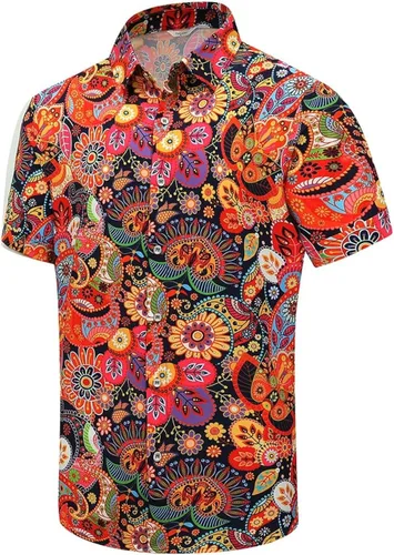 Vista 46 de SheLucki - Camisa hawaiana para hombre, unisex, de manga corta, con botones, para la playa y el verano, ropa casual estampada con sombra de palmas