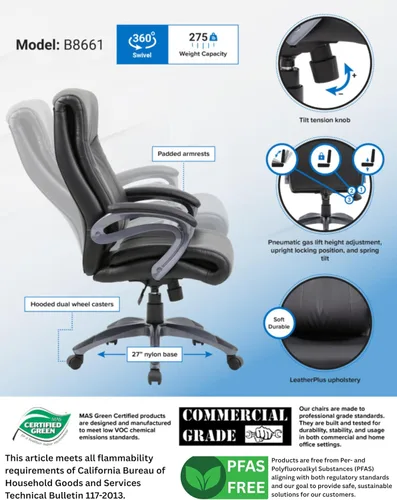 Vista 3 de Boss Office Products Silla ejecutiva de doble capa en negro
