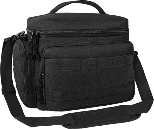 Vista 8 de opux Lonchera táctica para hombres, bolsa de almuerzo aislada negra para hombres adultos, enfriador de almuerzo suave a prueba de fugas